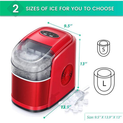 Countertop Ice Maker;  9 Cubes Ready in 6-8 Minutes with Self-Cleaning Program;  Compact Automatic Ice Makers;  Red;  Black&Red;  White