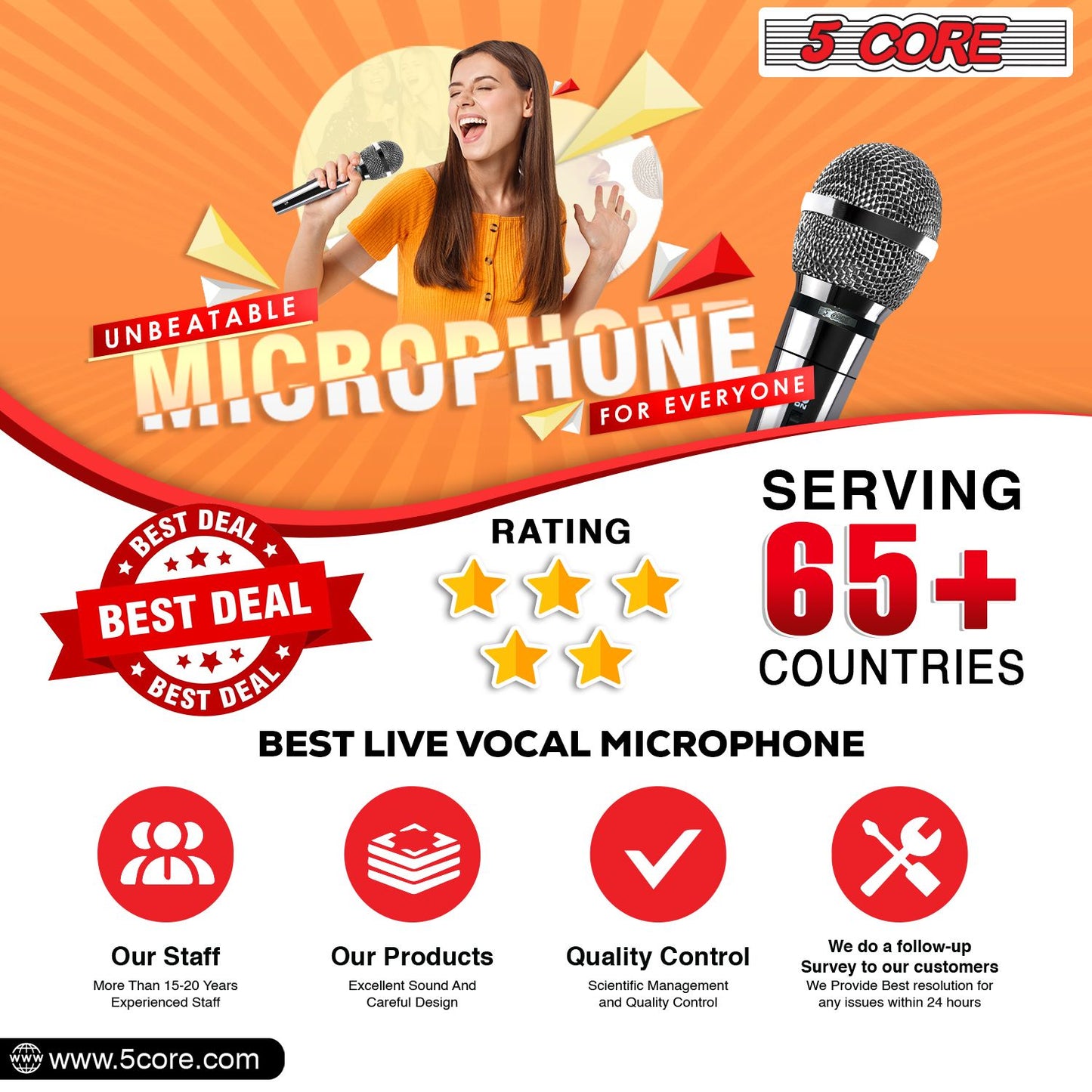 5 CORE Microphone Dynamic Vocal Handheld Mic