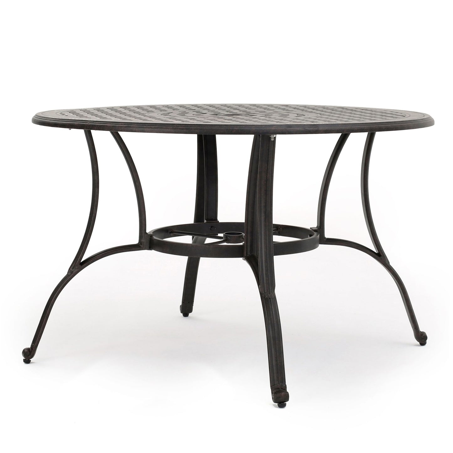 Outdoor Cast Aluminum Circular Dining Table, Bronze