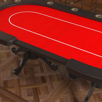 INO Design 96" Oval Red Aura Texas Holdem Poker Table Curved Legs Casino DropBox