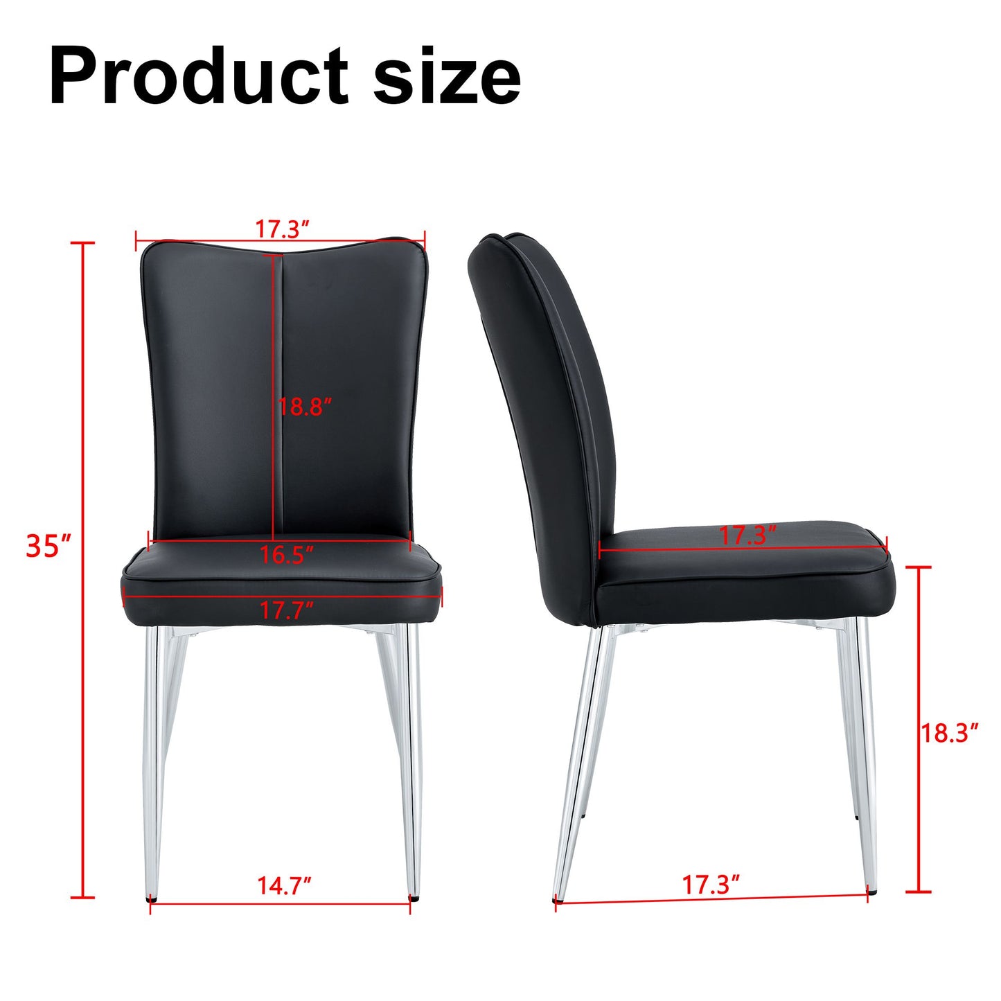 [SET OF 2] Modern Minimalist Black Dining Chairs with Curved Backrest and Cushion.