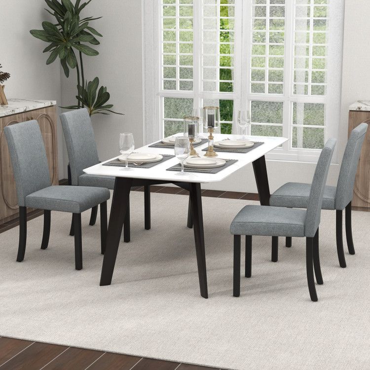 [SET OF 4] Upholstered Kitchen Dinette Chairs with Wood Frame