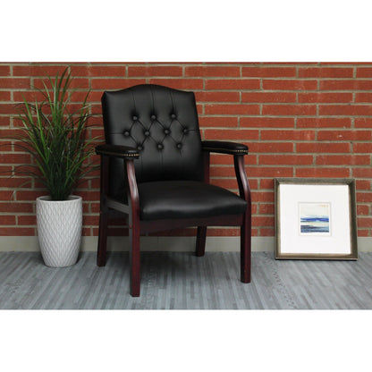 Leather Reception Guest Chairs W/Padded Seat and Arms Ergonomic