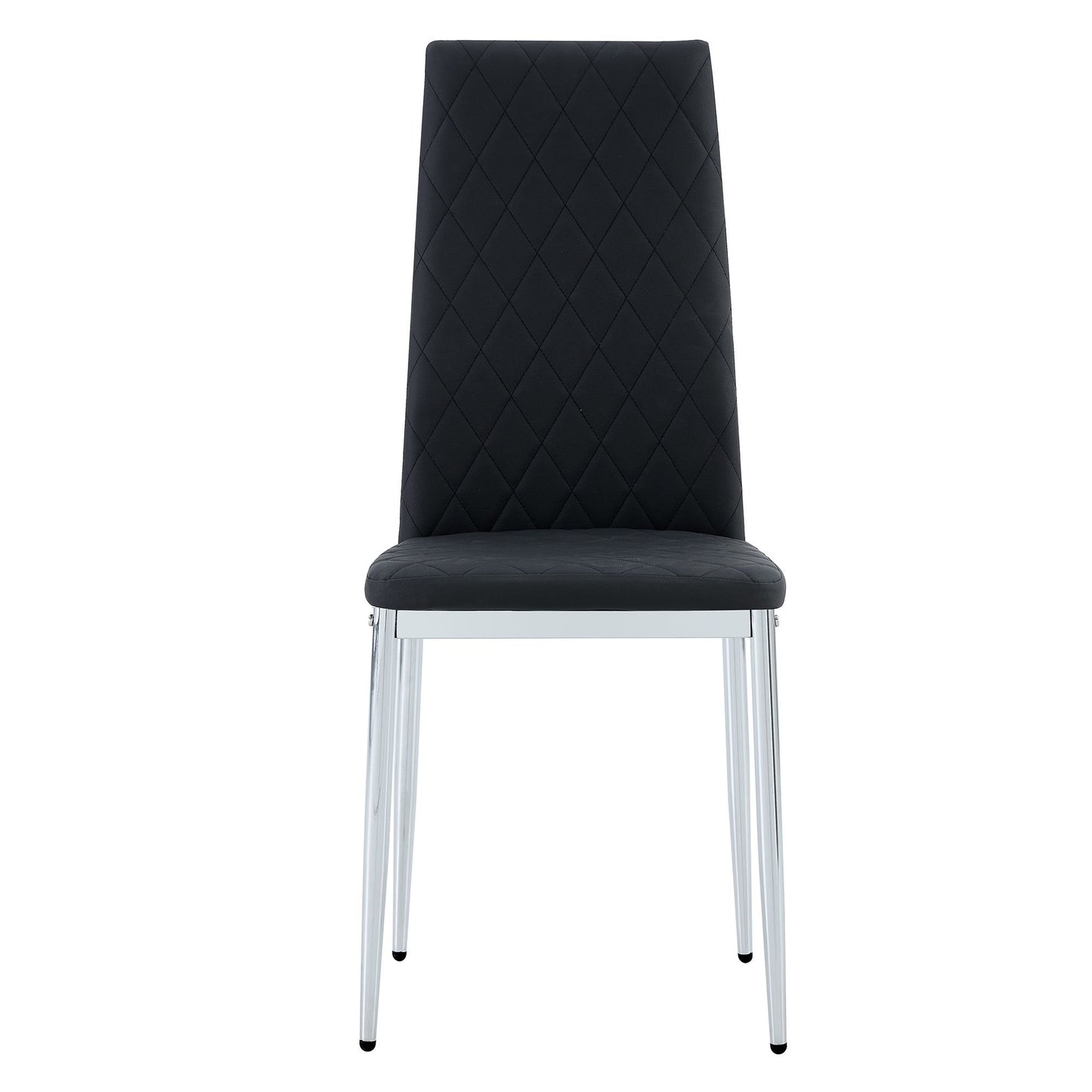 [SET OF 4] Checkered armless high back black and metal dining chair