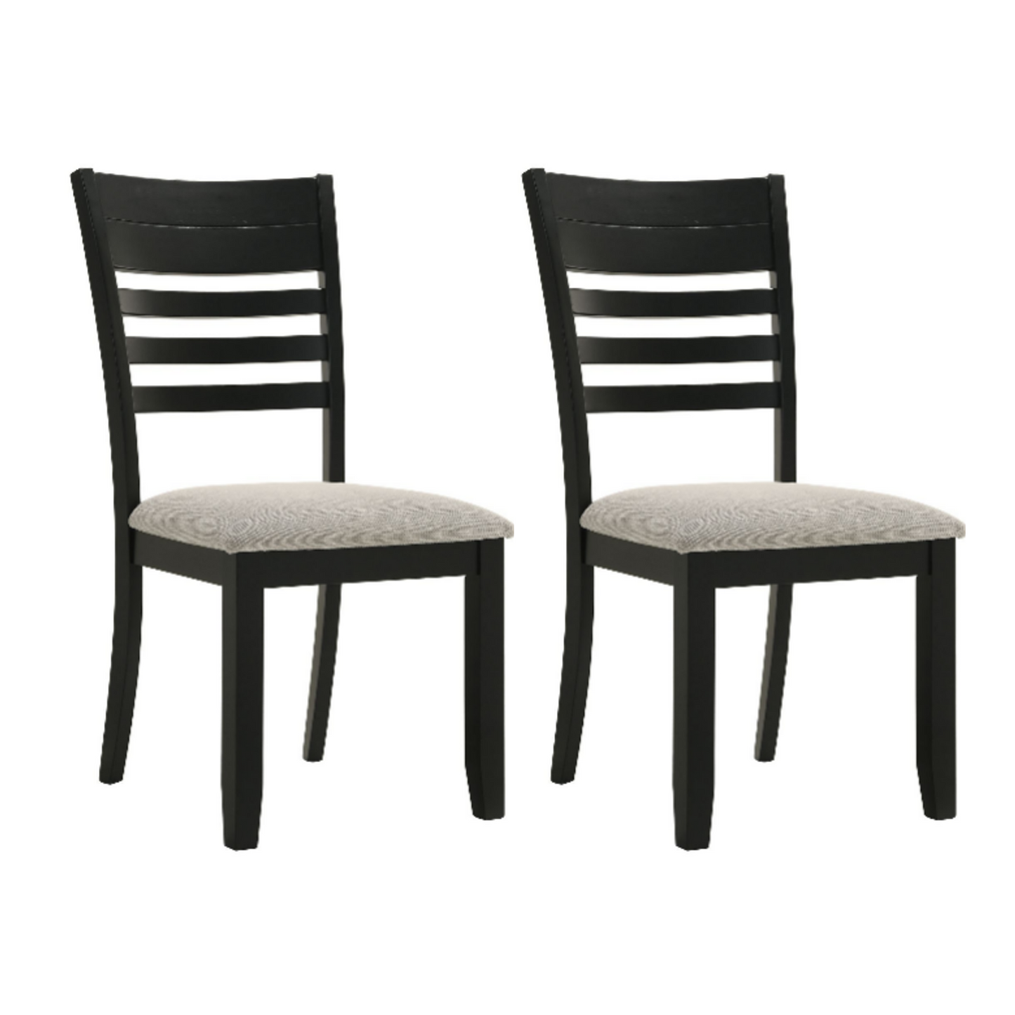 [SET OF 2] Contemporary Black Wooden, Grey Upholstered Dining Side Chair