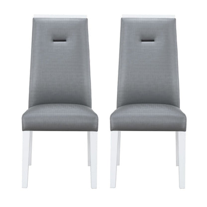 [SET OF 2] Moon Grey Upholstered Dining Chairs